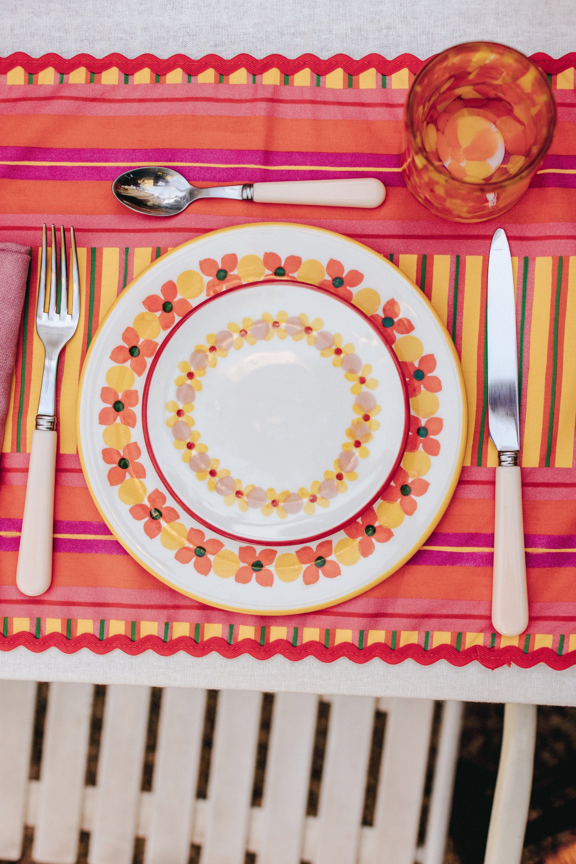 LOT DE 2 ASSIETTES ELIZA PÂQUERETTES ORANGE