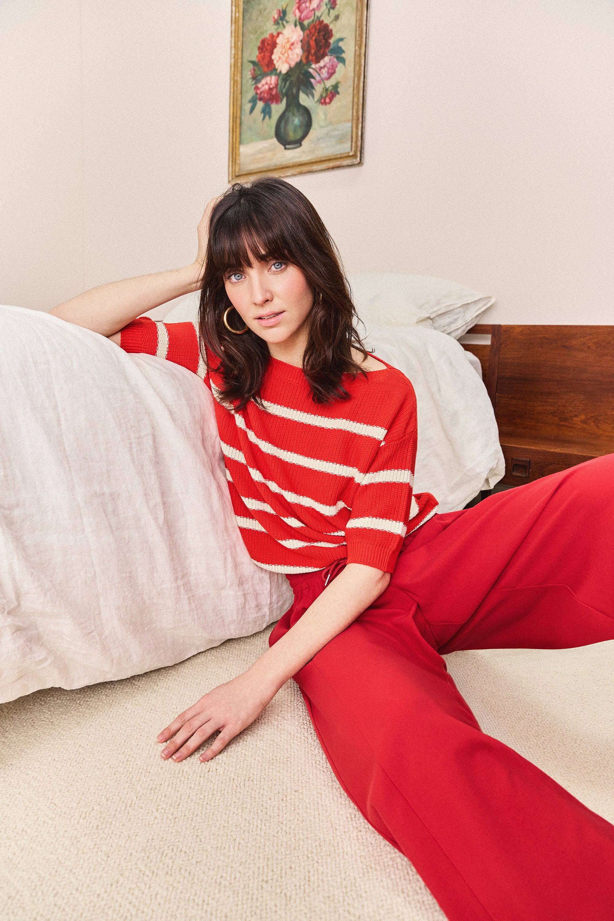 PULL LUCIEN RAYURE ROUGE & BLANC - Image 2