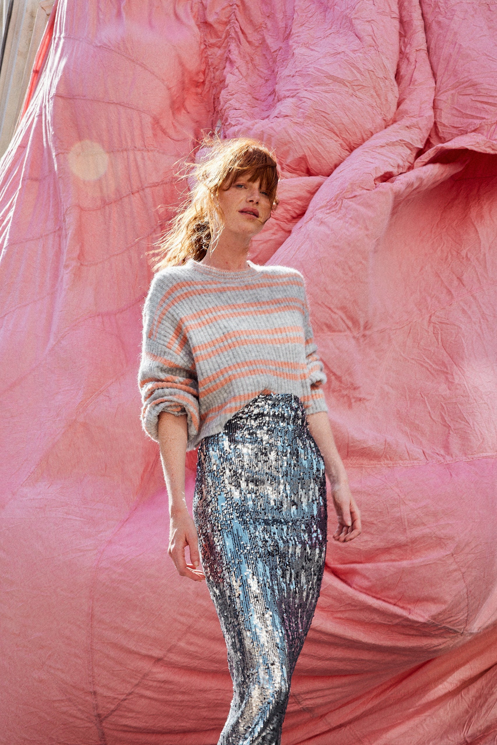 PULL RICO GRIS RAYURES ROSES - Image 3