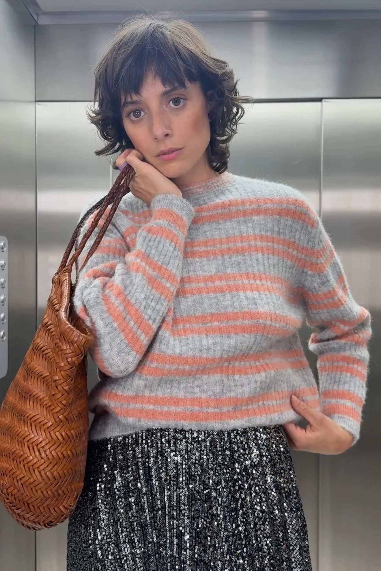PULL RICO GRIS RAYURES ROSES - Image 4