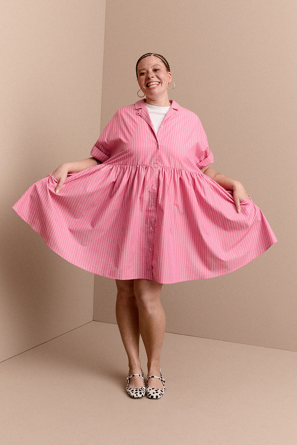 ROBE FRIDA RAYURES ROSES - Image 3