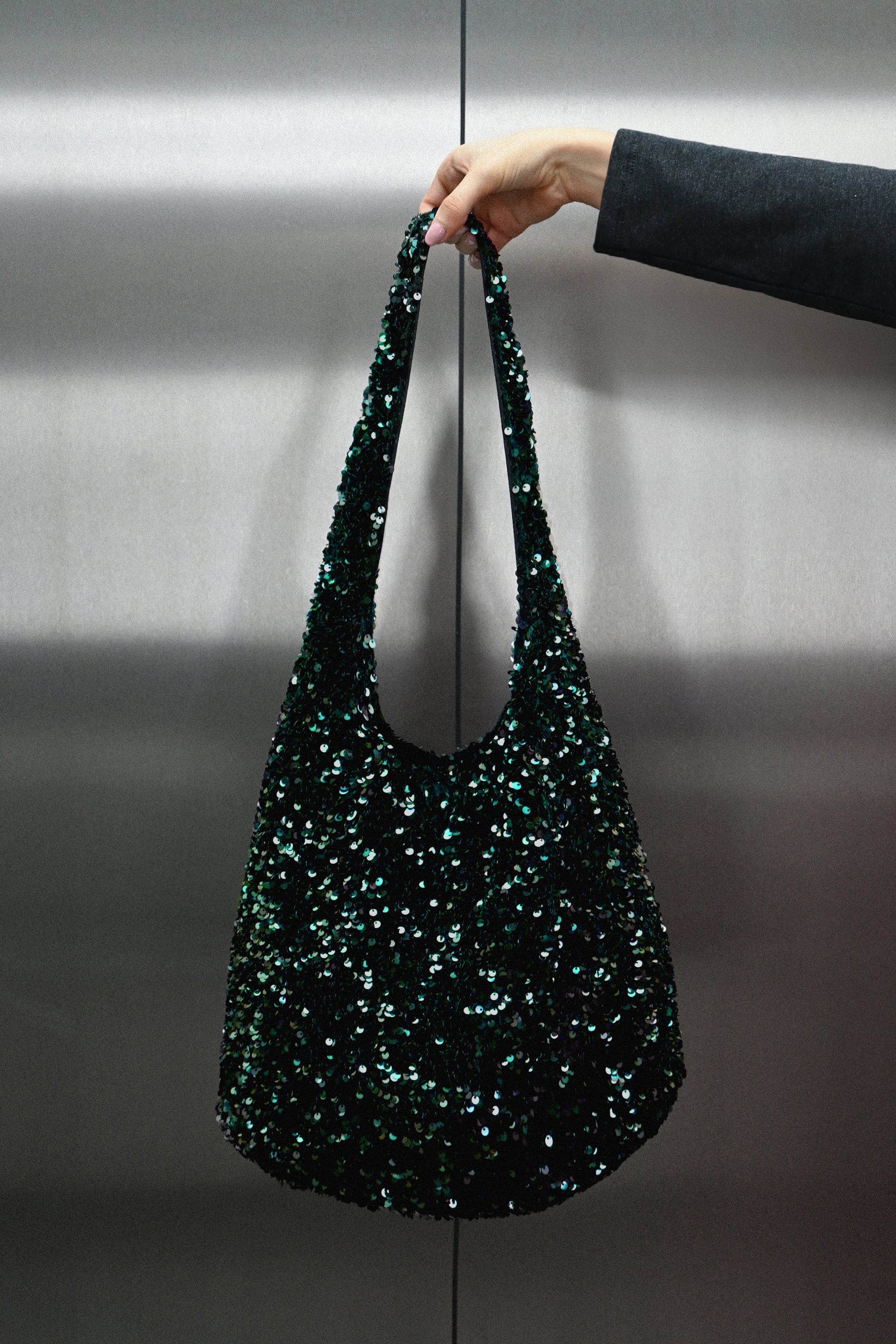 SAC GISÈLE SEQUINS VERTS